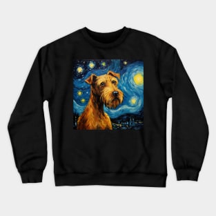 Irish Terrier painted in Starry Night style Crewneck Sweatshirt